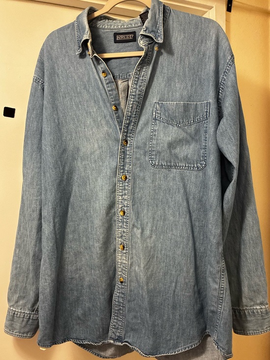 Lands' End Other - Oversize Lands End Blue Denim Button-up Overshirt